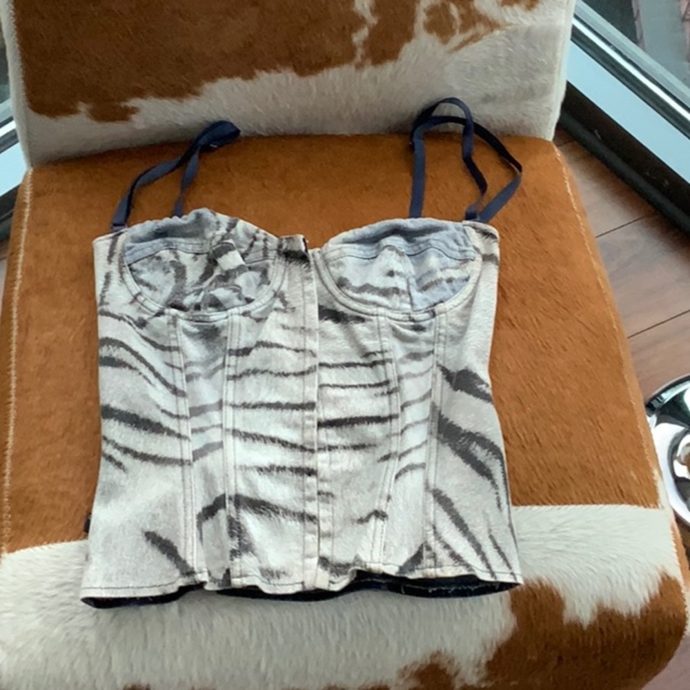 Denim and zebra bustier